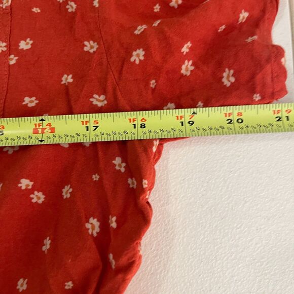 American Eagle Blouse Women's Small Floral Button Up Collared Short Sleeve Top - Picture 7 of 8